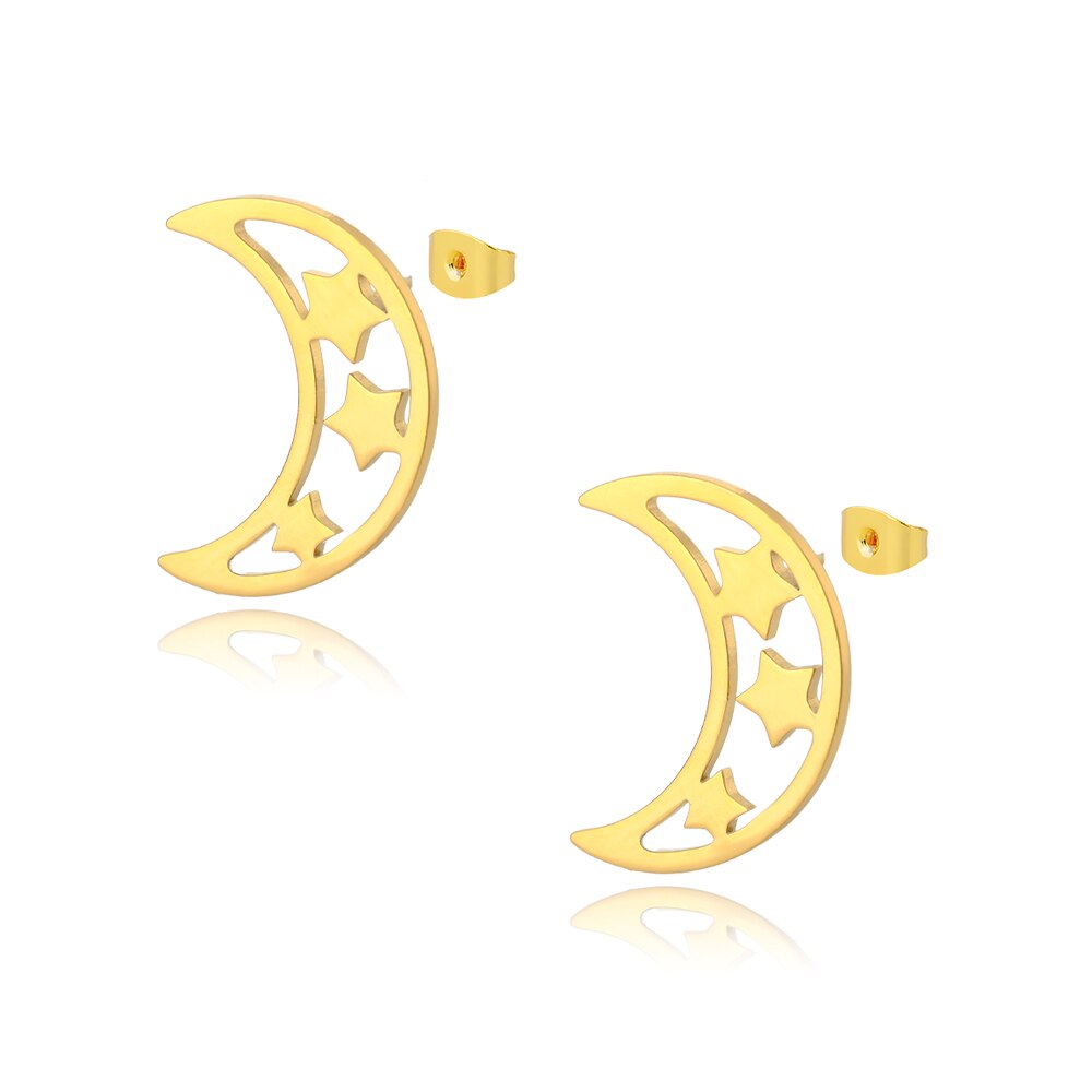 Crescent Moon Star Earring