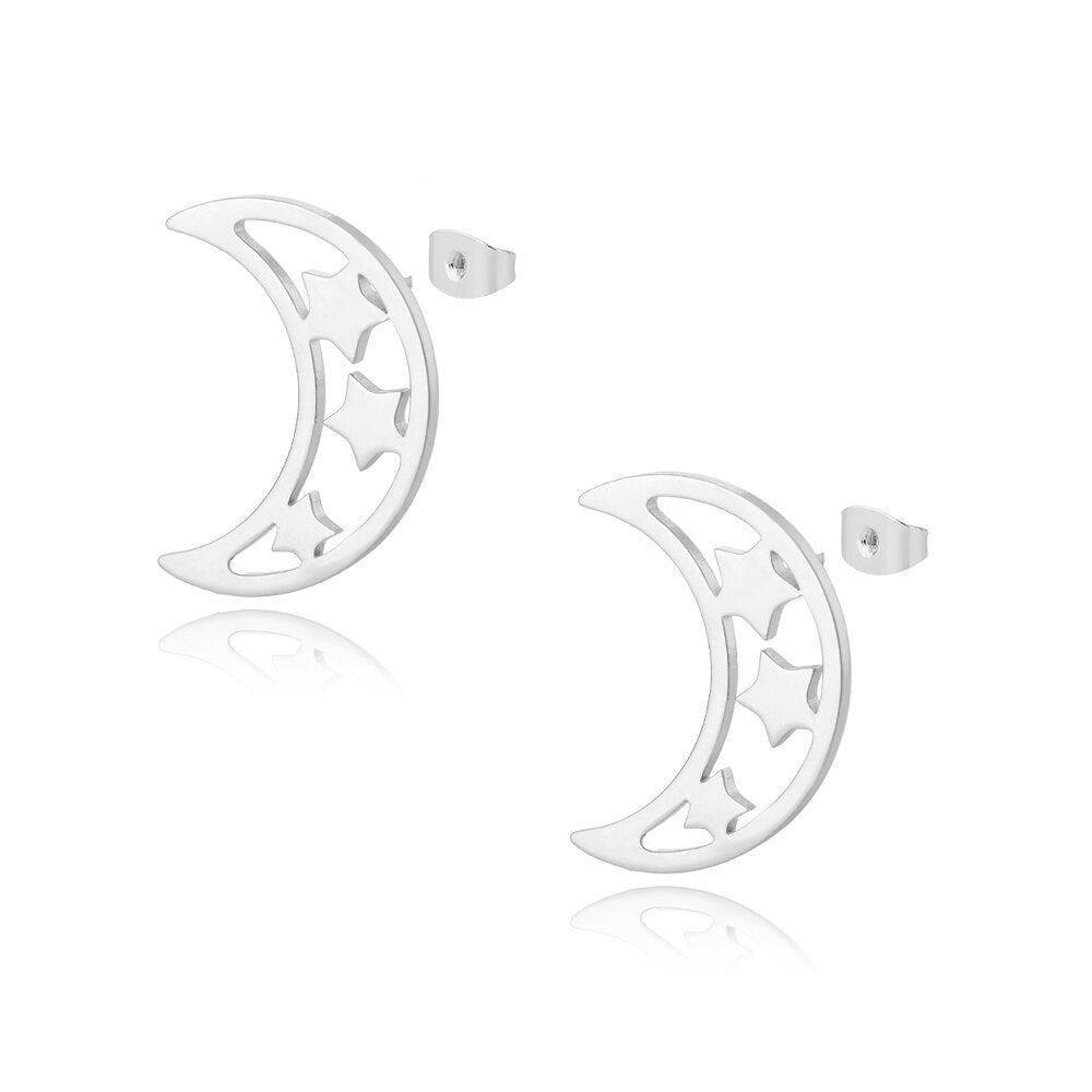 Crescent Moon Star Earring