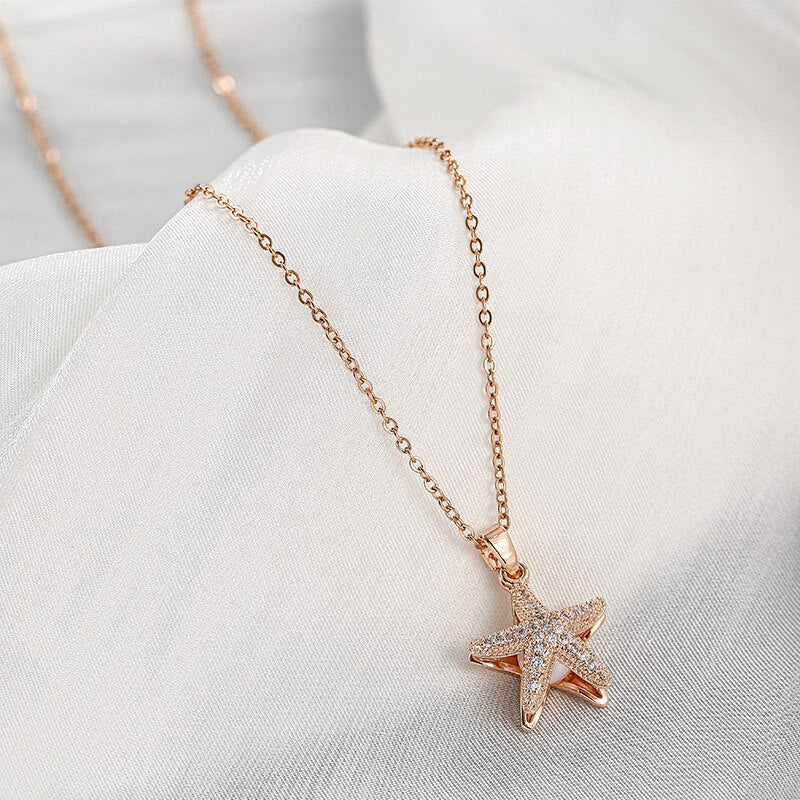 Starfish Pearl Pendant Necklace