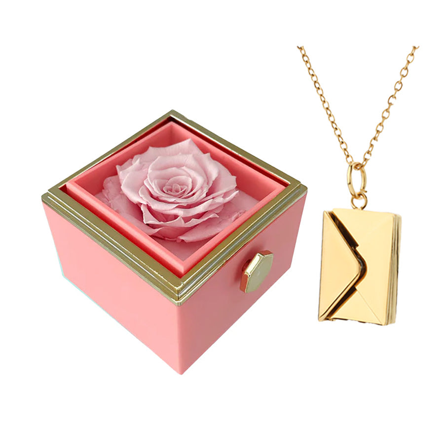 Rose Box Love Envelope Necklace