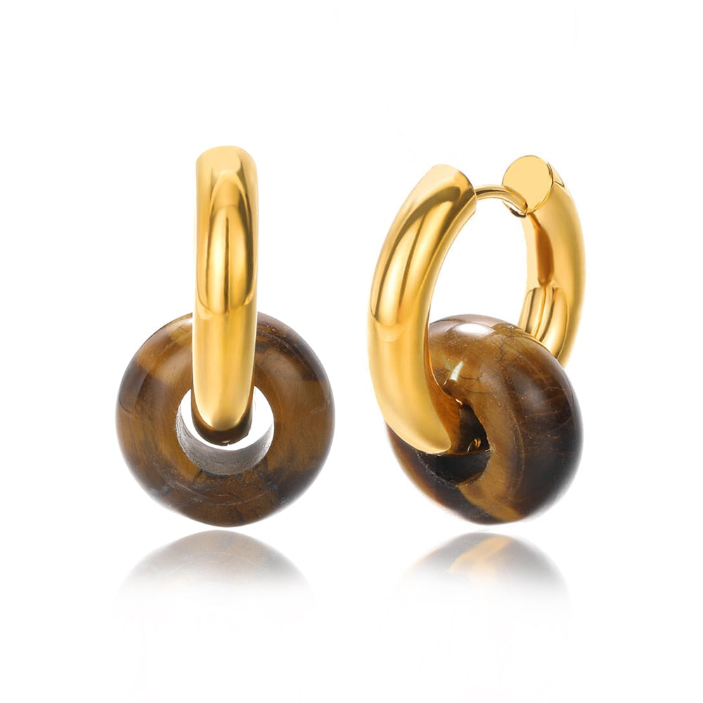 Natural Stone Drop Earrings