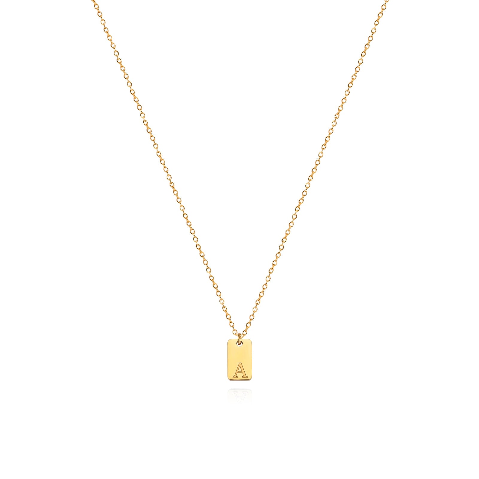 Tiny Square Initial Letter Necklace